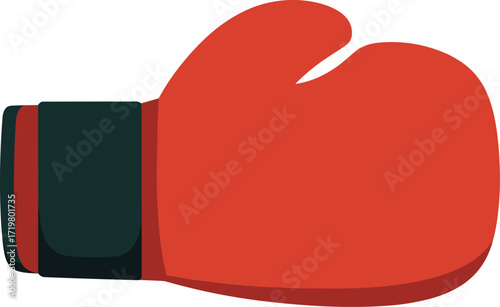 A single red boxing glove on a white background ready for a fight