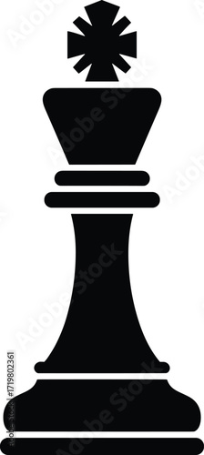 Black silhouette of a chess king piece on a white background