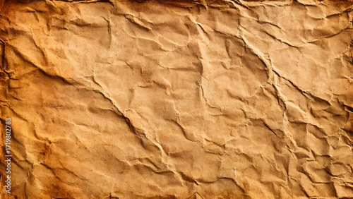 Old crumpled paper background. Brown crumpled paper texture. Abstract old brown paper as vintage wallpaper backdrop. Vector illustration.