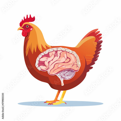 Chicken Anatomy Internal Organs and Brain Illustration