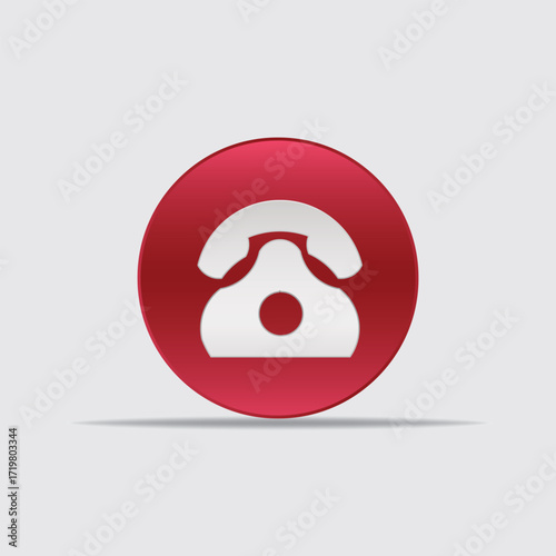 "3D rendered vintage retro telephone icon, simple flat minimalist illustration with clean design"
