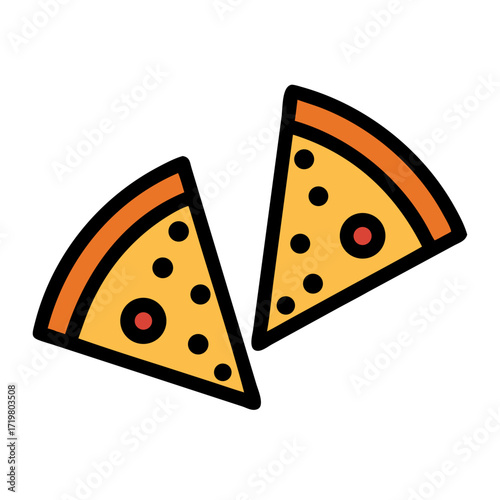 Vector art of two slices of pizza with pepperoni and cheese, isolated on a, perfect for foodrelated designs and menus