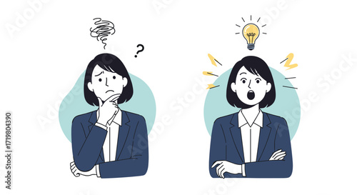 A visual representation of confusion transforming into a brilliant idea.