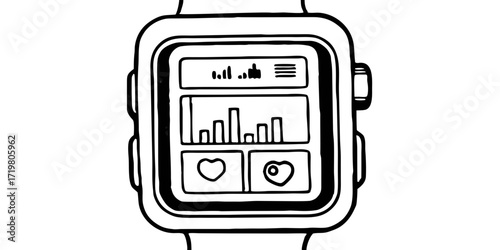 Smartwatch fitness tracker device health monitor heart rate activity data graph wearable technology gadget accessory