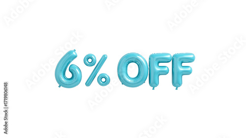 6% Off Sale - Light Blue Balloon Letters on Transparent Background