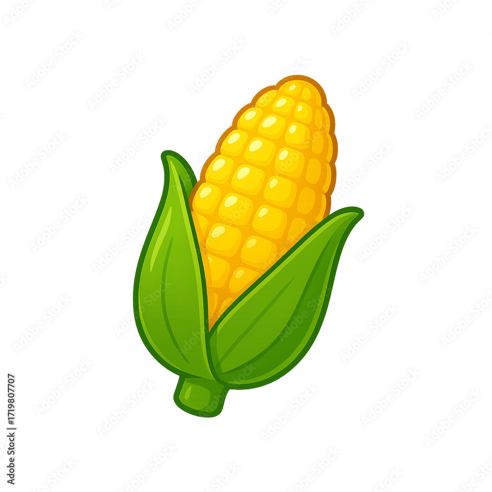 Obraz premium Corn on the Cob Clipart – Cute Vegetable PNG for Kitchen & Sticker Projects