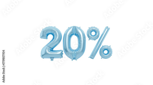 Light Blue 20% Off Balloon Number Discount Sale Promotion