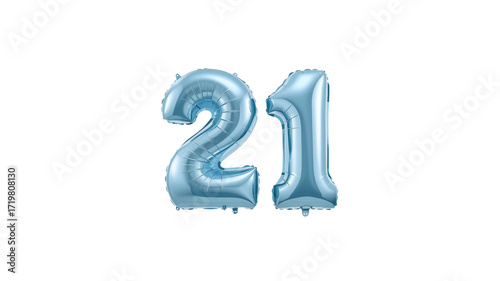 Light Blue Number Twenty-One Foil Balloons for 21st Birthday Celebrations