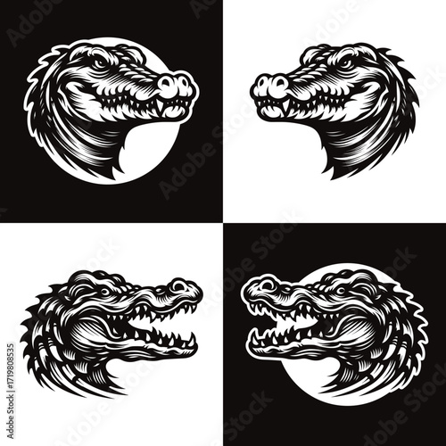 Head alligator logo design perfect for sports teams, outdoor brands, or wildlife organizations seeking a bold and impactful visual identity.