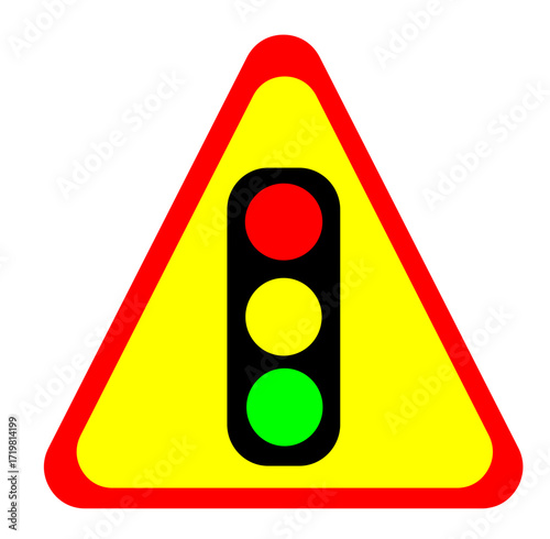 Traffic Signal Warning Sign Alerting Drivers to Upcoming Traffic Control Measures