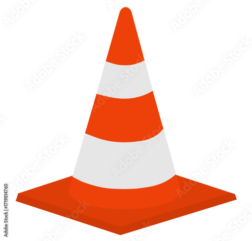 A vivid illustration of an orange and white striped traffic cone, representing safety, construction, and temporary demarcation in various environments
