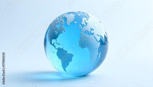 Transparent Glass Globe with World Map Isolated on White Background for Global Business and International Connection Concept