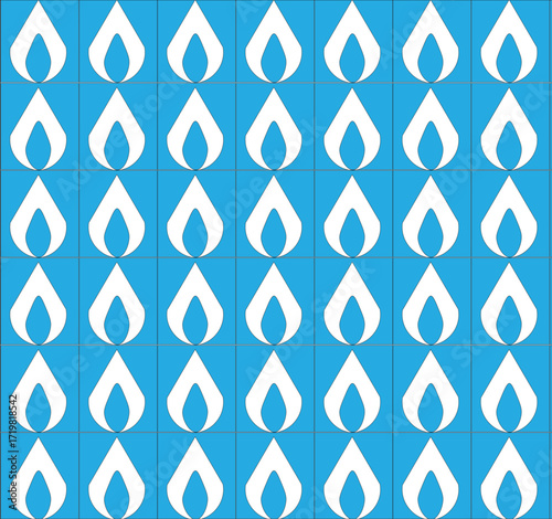 Stylized flame grid with white teardrop shapes on blue. Ideal for abstract backgrounds, modern design, and visual compositions with rhythmic symmetry, clean contrast, and geometric flow.