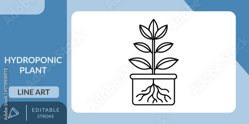 Hydroponic Plant Icon. Vector Line Art for Modern Farming.
