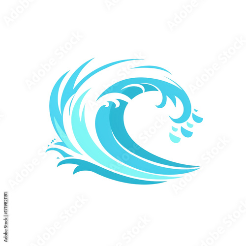 Wallpaper Mural Ocean Wave Icon in Minimal Vector Style on White Background. Torontodigital.ca