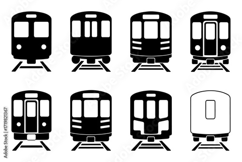 Subway train transportation metro vehicle silhouette  