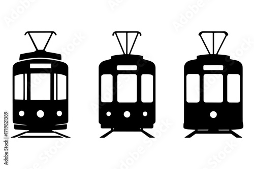  vintage tram rail transport silhouette