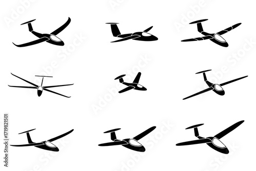 sleek aircraft airplane aviation silhouette  in flight