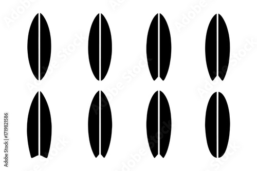 Black surfboard silhouette  for summer fun and water sports