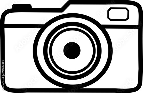 ilustrasi vector line art ikon kamera, isolated on white