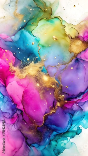 Iridescent Metallic Watercolor Abstract Background