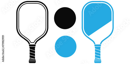 Pickle ball  paddles and balls sport graphic, active lifestyle