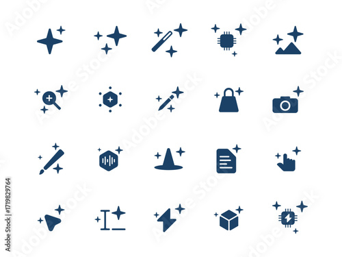 Artificial intelligence icon set in flat style