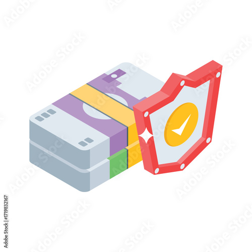 Handy isometric icon of future wealth insurance plan