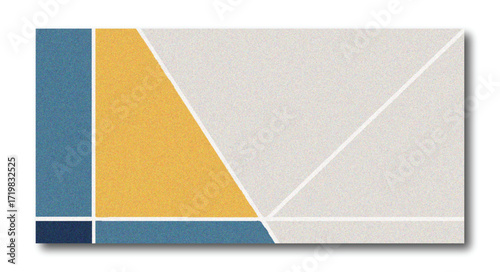 Abstract Minimal Geometric Composition Background with Yellow and Blue Color Blocks and Grain Texture