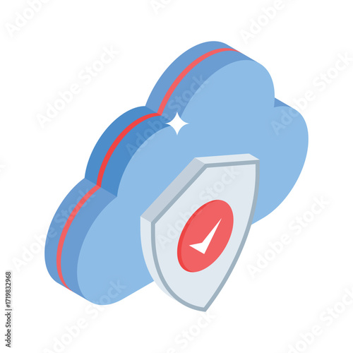 Well crafted isometric icon of online insurance portal