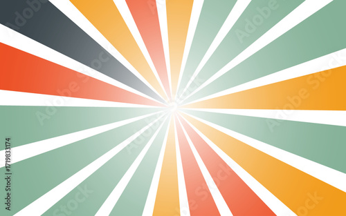 Circus background of spiral multicolor beige rays vector illustration. Vintage radial pattern with sunbeams or starburst strip.