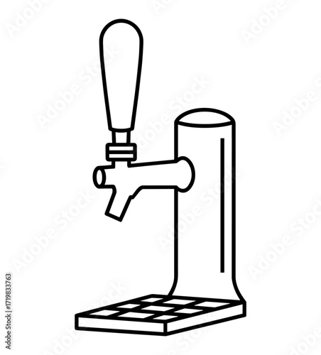 Beer Tap Icon in Minimalist Line Art in Black and White