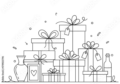 Gifts and decor in minimalist line art in black and white