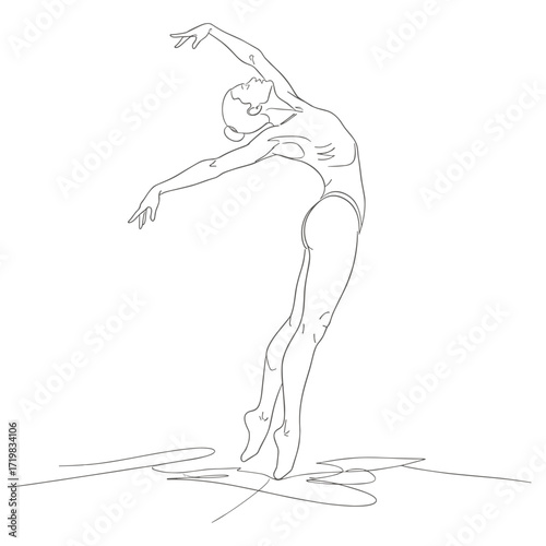 Ballerina in leap in line art style