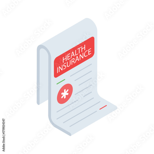 Sleek isometric icon of private health insurance plan