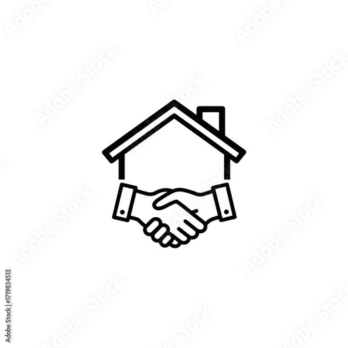 House with handshake symbolizing real estate partnership  