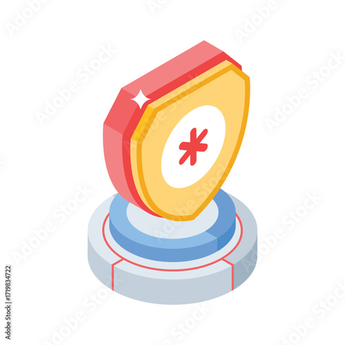 Handy isometric style icon of approved medical insurance