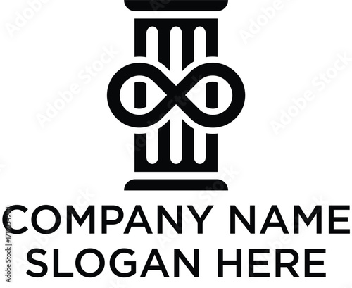a combination of the house pillar logo with the infinite logo in the middle