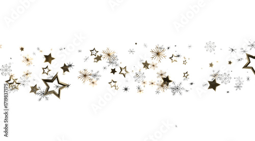 Elegant golden stars and sparkles on white. Perfect for holidays, celebrations, and winter designs.