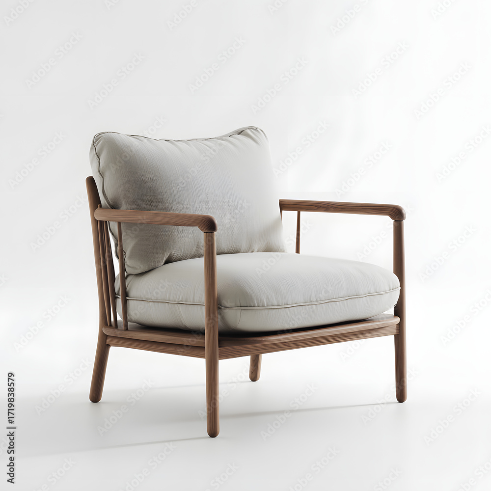 Fototapeta premium Minimalist Lounge Chair with Wooden Frame