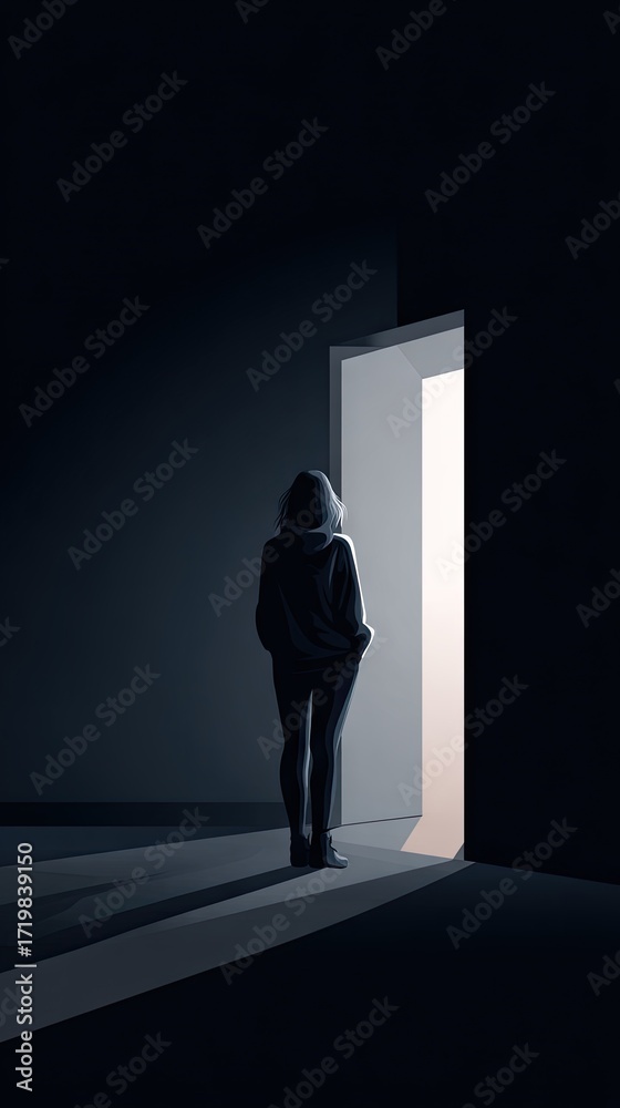 Fototapeta premium Person looking through doorway