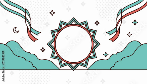 Colorful equinox circle with flowing ribbons, symbol of harmony