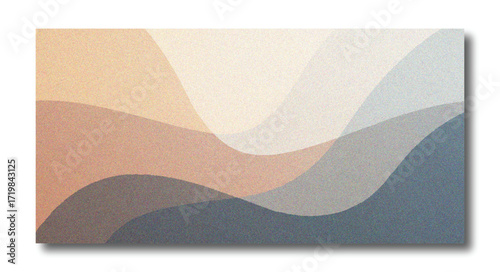 Abstract Overlapping Wavy Layers Background with Dusty Neutral Colors and Grain Texture