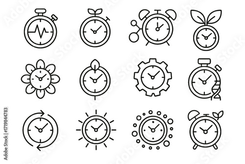 Timepiece molecular biological icons rhythm dna clock bio icon stopwatch dial alarm