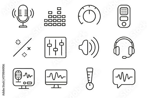 Digital frequency icon echo symbol filter vector pitch panel adjustment voice waves