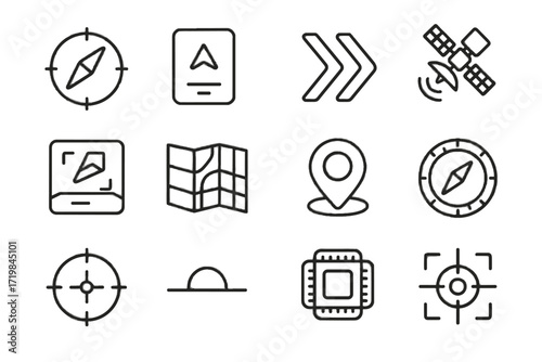 Grid sensor points arrows compass signal augmented vector icons icon ar display