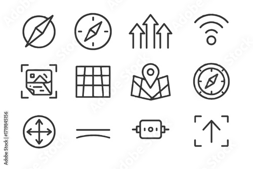 Arrows sensor points module vector rotating line digital navigation icons map icon