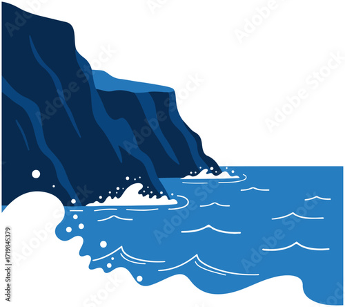 Coastal Cliff Minimalist Vector Illustration Design