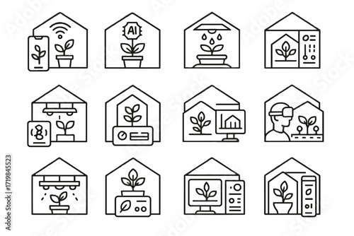 Nutrient icon hub virtual tracker greenhouse growth icons display analyzer panel lighting