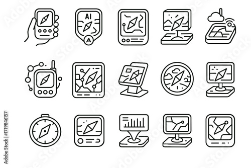 Navigation immersive frame icons vector module console icon responsive sensor orientation system